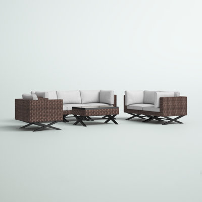 Ensemble de conversation pour 6 personnes avec coussins Boydston