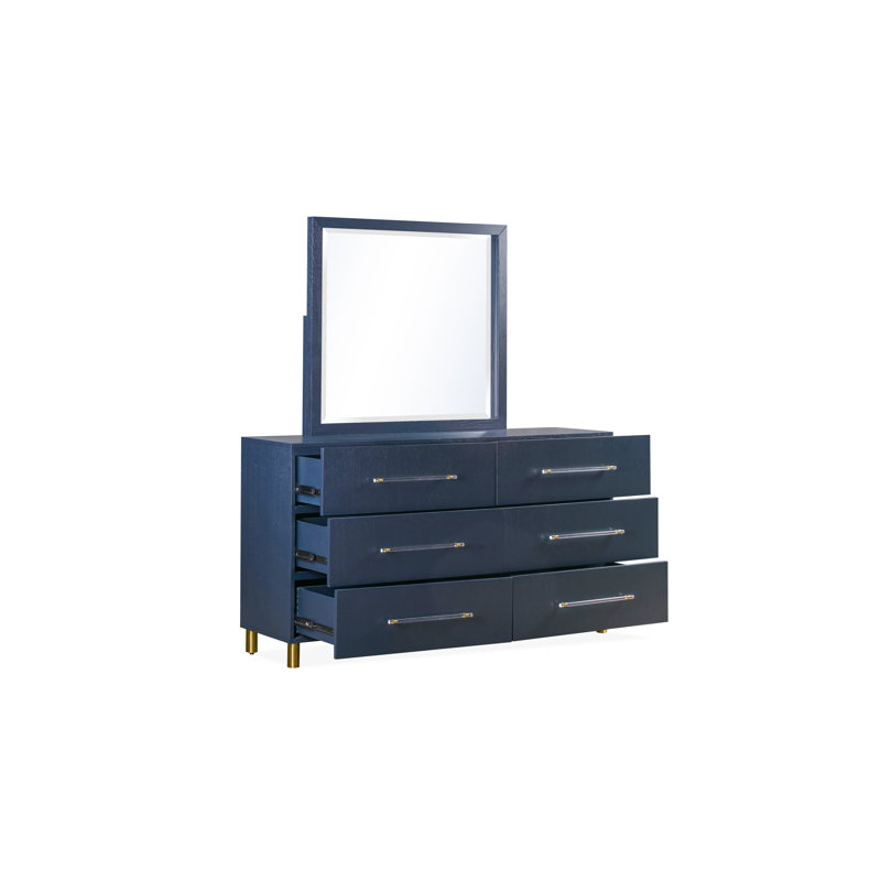 Commode double 6 tiroirs Parkins, Bleu