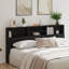 Headboard Cabinet Black Oak Wood Composite