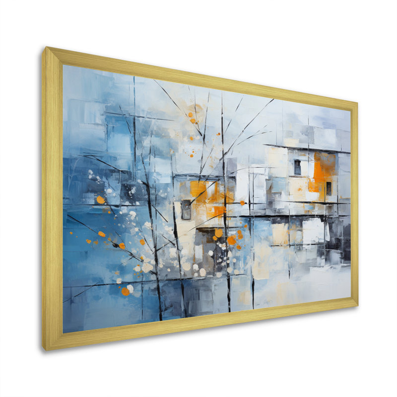 Abstract Snow Elegance Collage - Print, Gold Single Picture Framed, 24" H x 32" W x 1" D