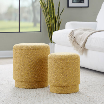 Ottoman Set in Yellow Fabric
