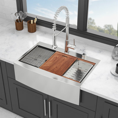 33 Drop In Farmhouse Sink Workstation - 33*22*10 Inch Kitchen Sink Stainless Steel 16 Gauge Topmount Apron Front Kitchen Sink