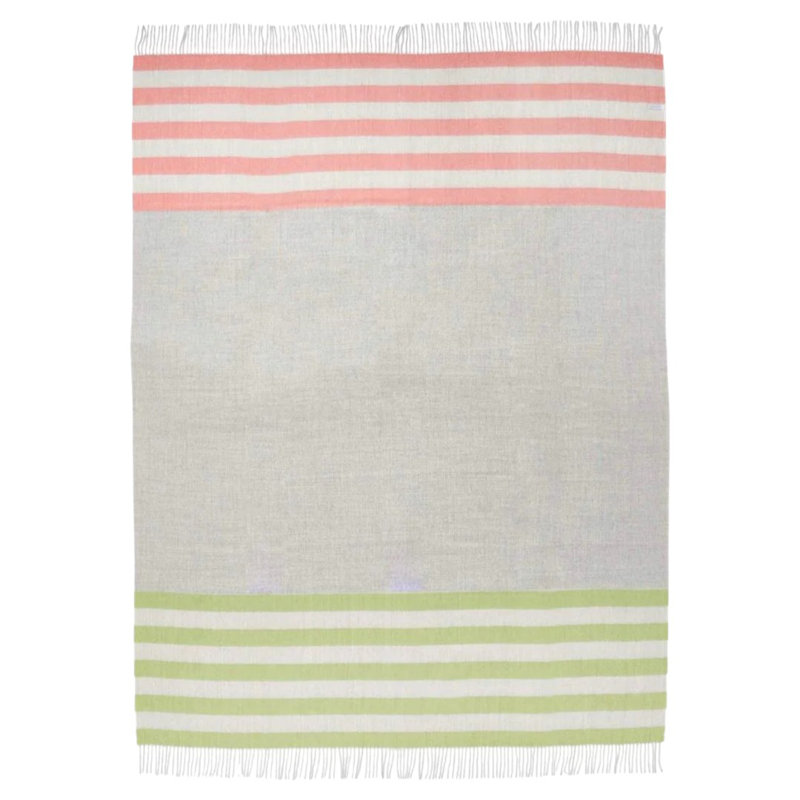 Gray Woven Wool Striped Reversable Throw