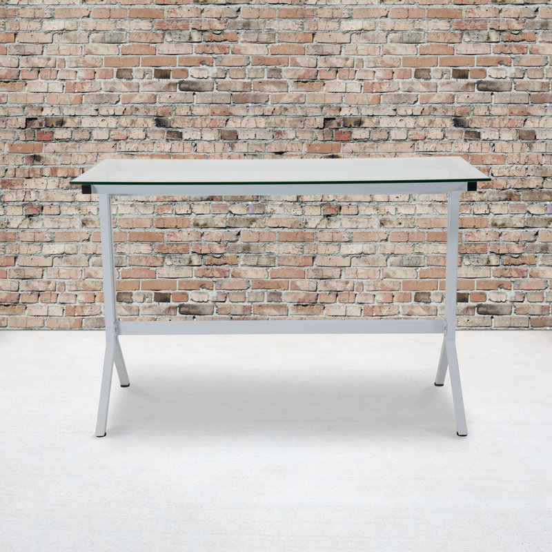 Glass Top Metal Base Writing Desk