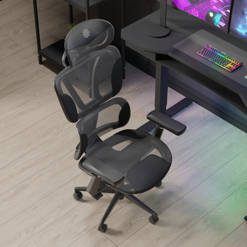 Inbox Zero Adjustable Armrest and Adjustable Height PC & Racing Game Chair, Black