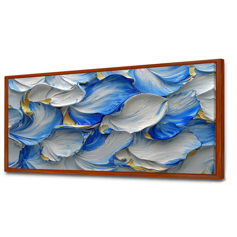 Océan bleu délicat pétales de fleurs II - fleurs, art mural, H 28 po x l 60 po, Impression encadrée flottante, Brun