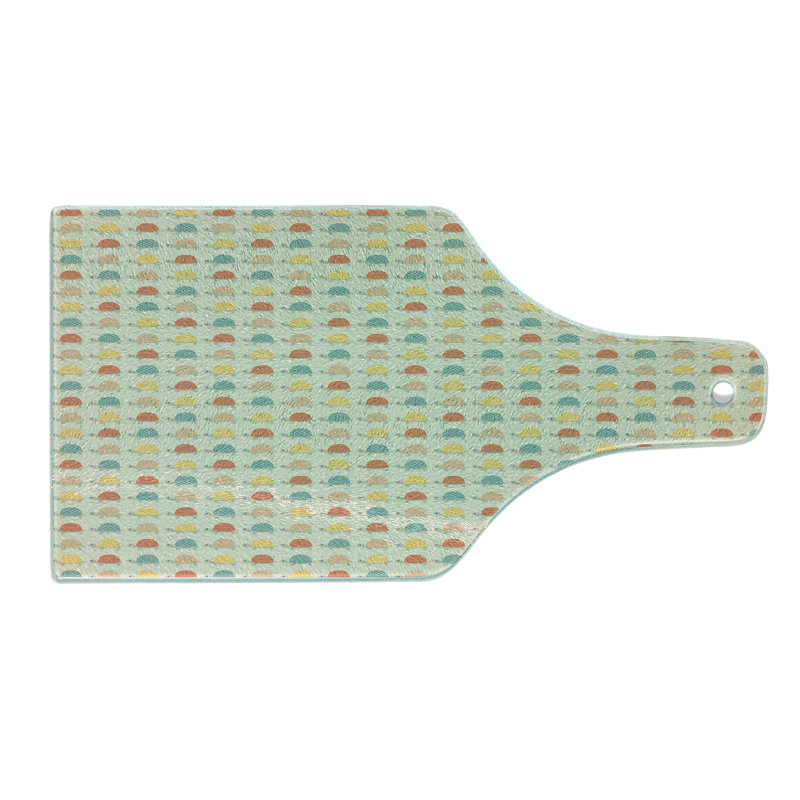 Ambesonne Turtle Tempered Glass Cutting Board Hand Drawn Happy Turtles Multicolor