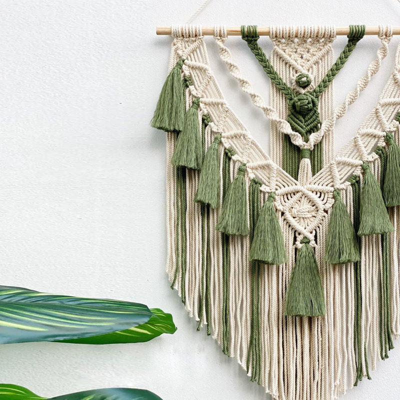 Décoration murale Boho Macrame, Vert