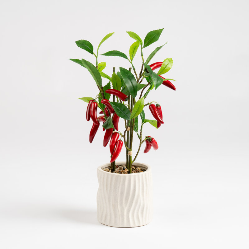 49cm Faux Chilli Plant in Ceramic Pot