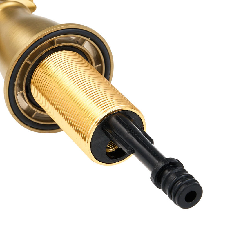 Double Handle Bathroom Sink Faucet with Drainer, Gold