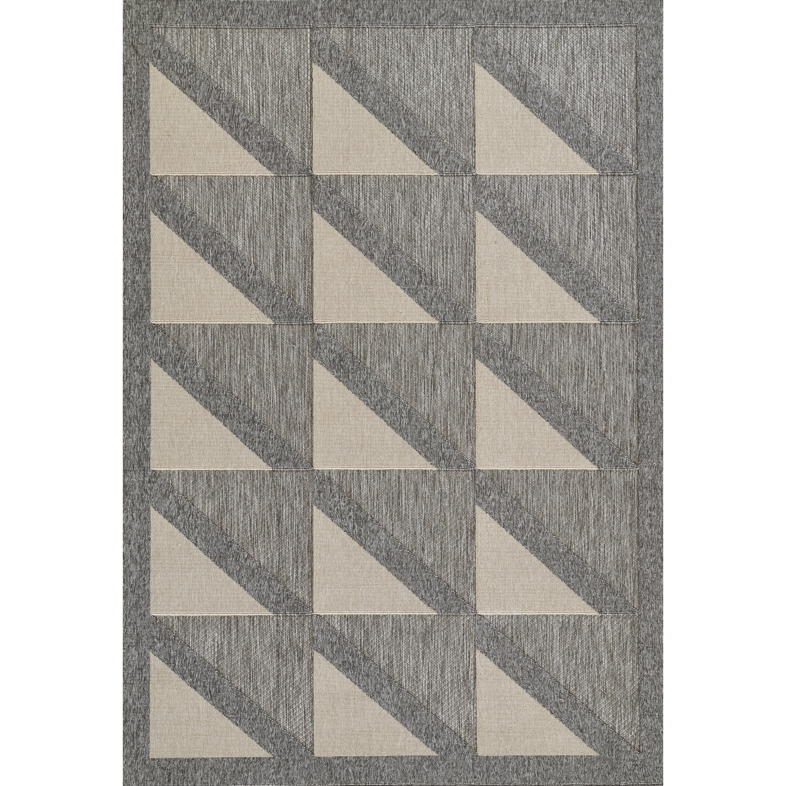 Trula Gray Beige Geometric Outdoor Rug, Rectangle 3'11" x 5'7"