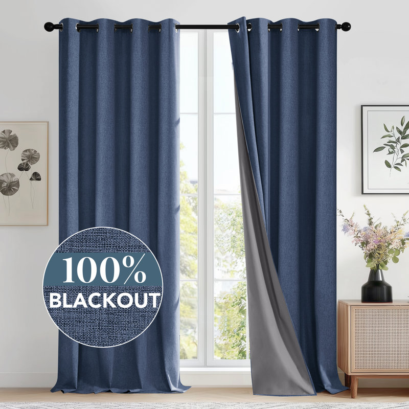 Ipswich Blackout Thermal Grommet Curtain Panels, 52" W x 45" L, Blue