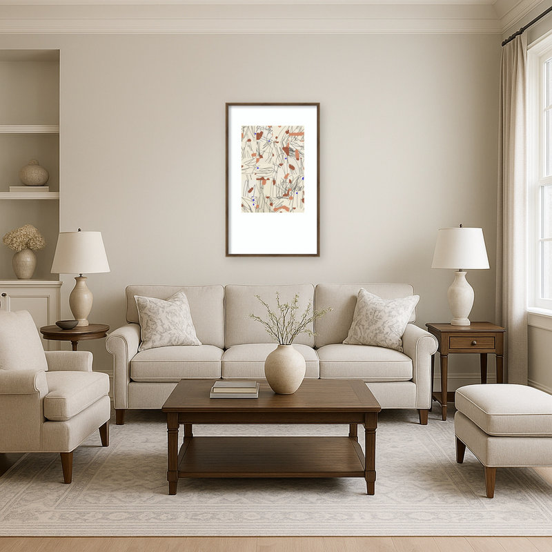 "Abstract Composition No. 2" par Nktn Wood, reproduction d'art encadrée, Lucie bronze clair, 41 x 25
