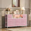 Commode l 47,2 po avec lumières DEL et station de charge pour la chambre à coucher, commode avec structure en acier robuste, meuble télé avec tiroirs en tissu pour chambre d'enfant et salon-2049925658