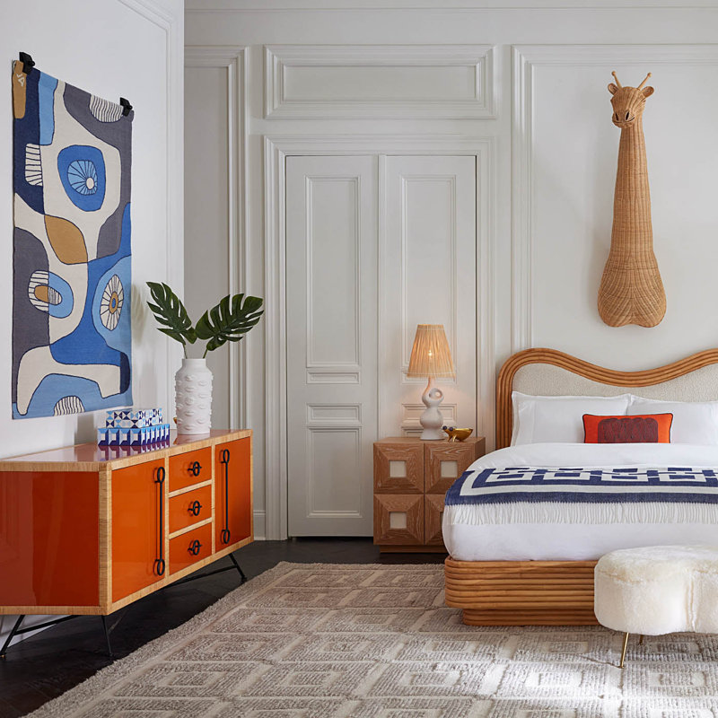 Riviera Upholstered Queen Scalloped Bed