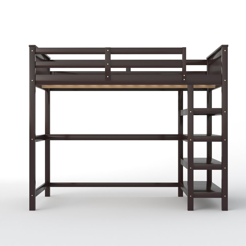 Eelika Loft Bed with Built-in-Desk by Harriet Bee, Espresso, Twin