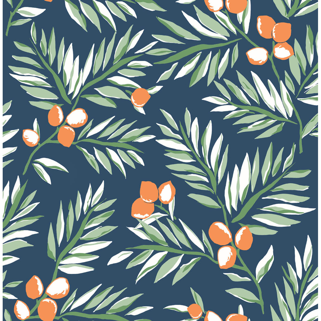 Cooksville Citrus Branch 18' X 20.5" Peel and Stick Wallpaper Roll Gracie Oaks 