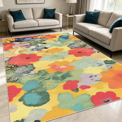 1PC Watercolor Vintage Wildflower Floral area rugs for Living Room, Soft and Comfortable, Suitable for all seasons, easy-to-maintain, machine washable Indoor floor mat, Under Table Farmhouse suitable for under dining table, bedroom, kitchen...