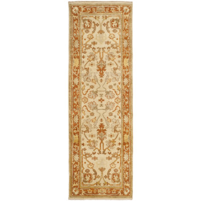 Oushak Oriental Hand-Knotted Wool Ivory/Rust Area Rug