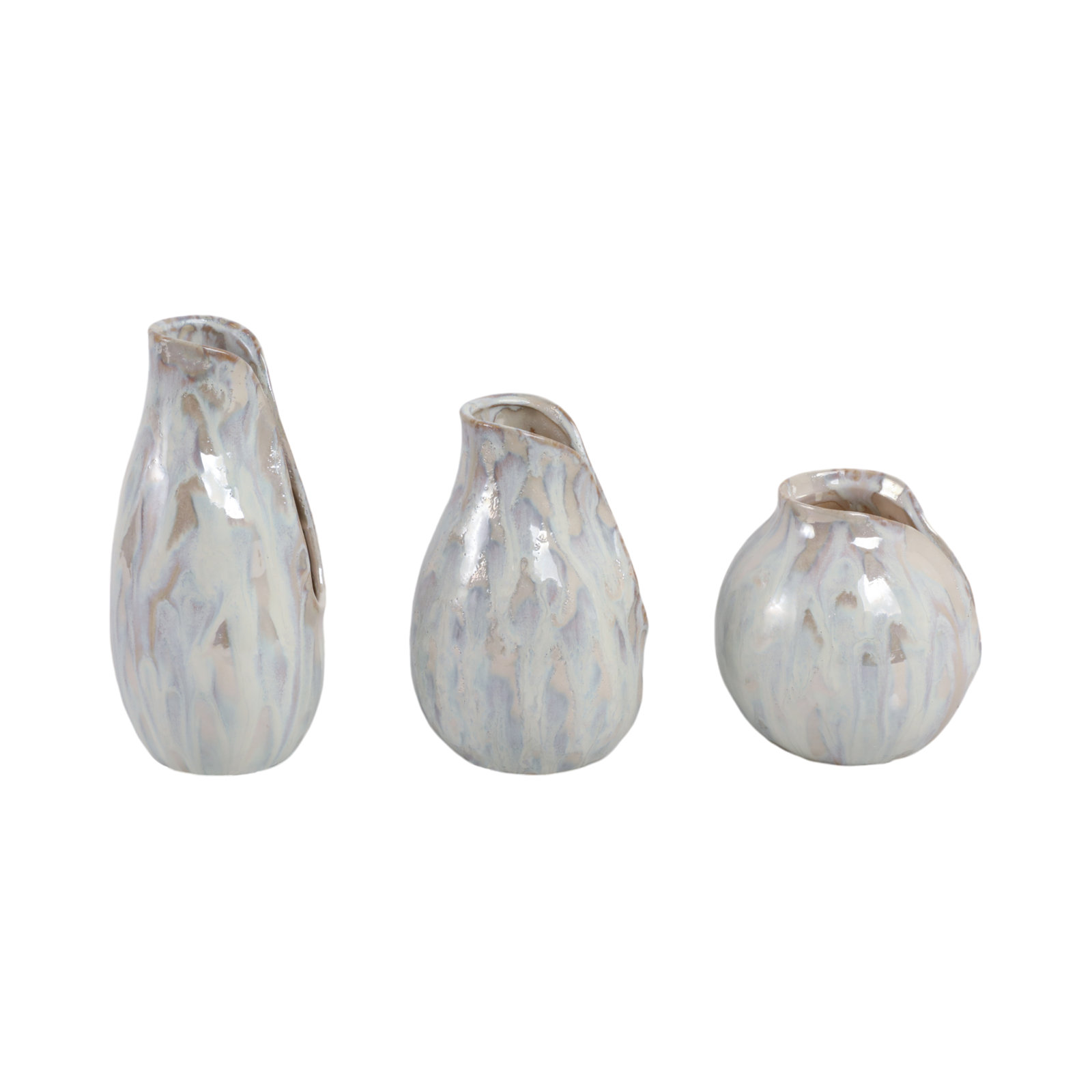 Set Of 3 5/7/8" Khimani Ceramic Vases, Ivory