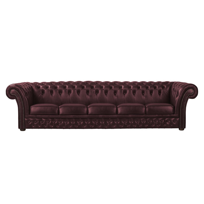 Tamberg Genuine Leather Sofa, Cherry, 5