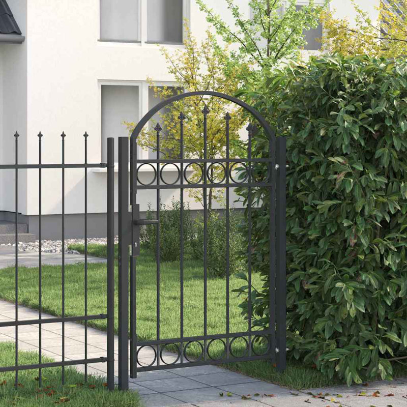Barrière de clôture en acier thermolaqué gris 39,4 po x 59,1 po Vidaxl, H 2,9 pi x l 4,9 pi