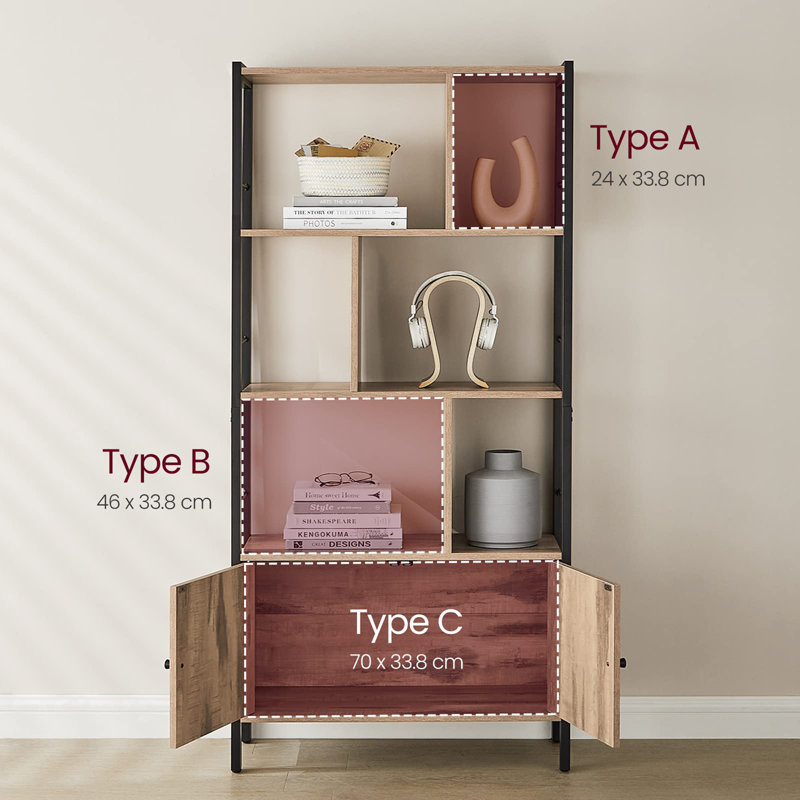 Andjoua 154.5cm H x 74cm W Bookcase, Oak Wood