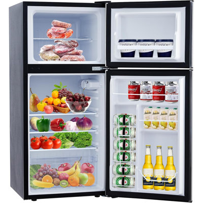 Mini Fridge with Freezer - 4.5 Cu.Ft. Capacity, 5 Adjustable Thermostat Levels, Removable Shelves, LED Light, Ideal for Bedroom, Dorm, or Office