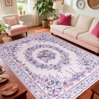 Butterfly Area Rug 6x9 Rugs for Living Room, Soft Low Pile Indoor Outdoor Rugs,  Modern Large Soft Indoor Washable Rug, Non Slip Carpet for Bedroom Dining Room Table Home Decor Use