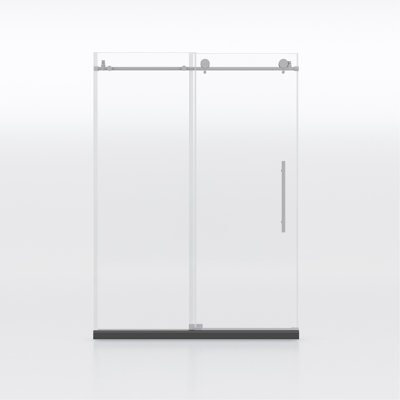 Frameless Shower Doors 60" Width X 76"Height With 3/8"(10Mm) Clear Tempered Glass, Brushed Nicel Finish