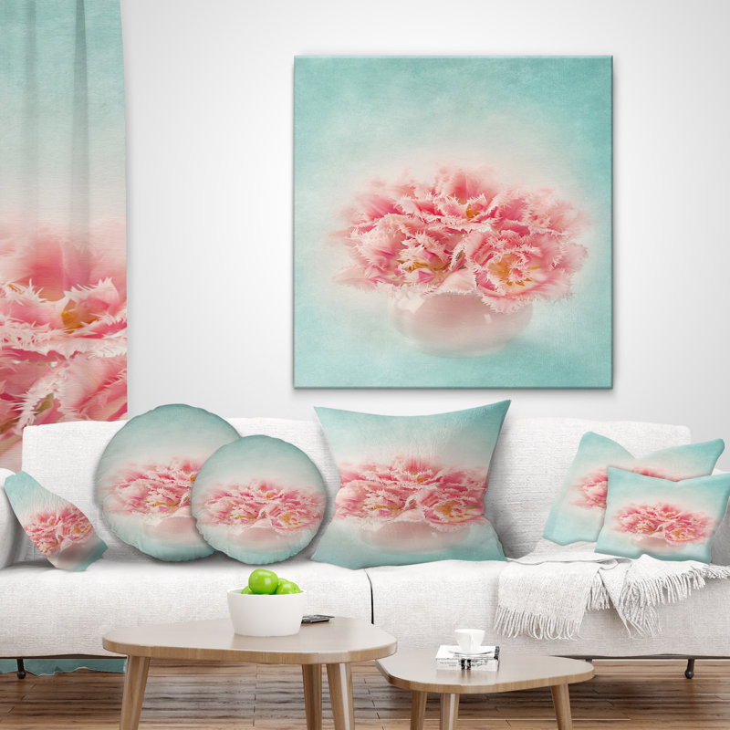 Coussin lombaire vase de tulipes florales