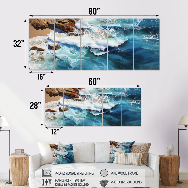 Ensemble d'art mural 5 pièces Skyblue, H 28 po x l 60 po