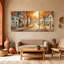 Ensemble de 3 impressions d'art sur toile, paysage d'automne avec feuilles colorées-547990585