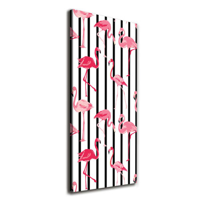 Flamingos And Stripes - Wrapped Canvas Print