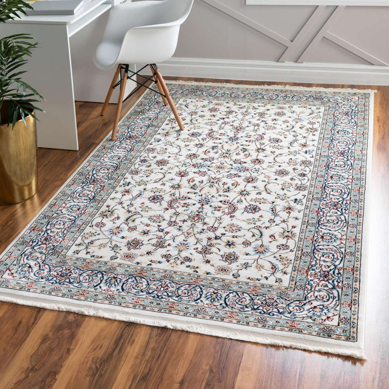 Tapis oriental Jackson / ivoire / bleu Jackson, Rectangle 7 pi 10 po x 11 pi, Ivory/Blue