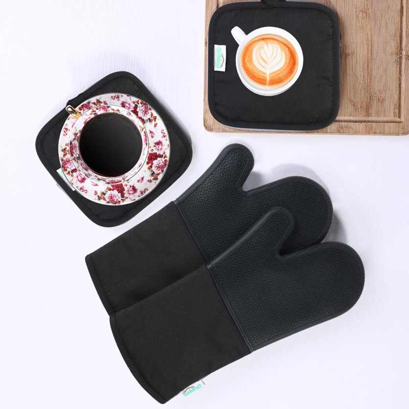 Ensemble de manique en silicone Naiyafly, Noir