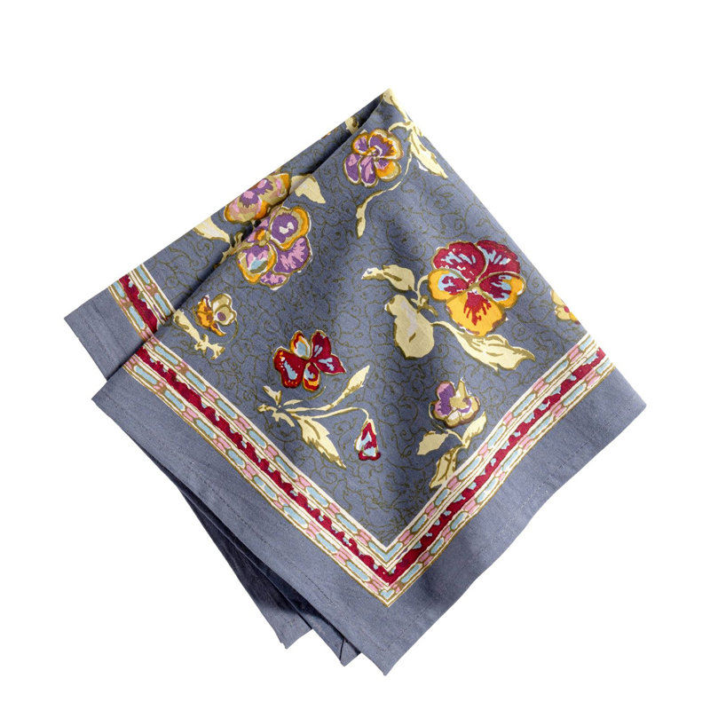 Pansy 100% Cotton Square Napkins, Grey