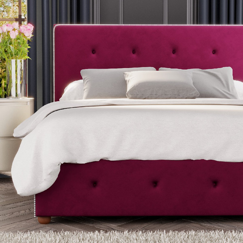 Upholstered Ottoman Bed, Super King (6'), Berry