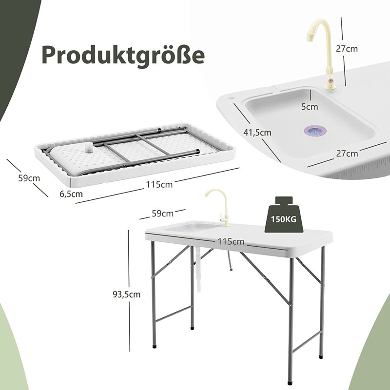 Rectangular Metal Outdoor Camping Table , 115cm cm W 59cm cm D