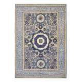 Hand Knotted Wool Area Rug in Silver And White