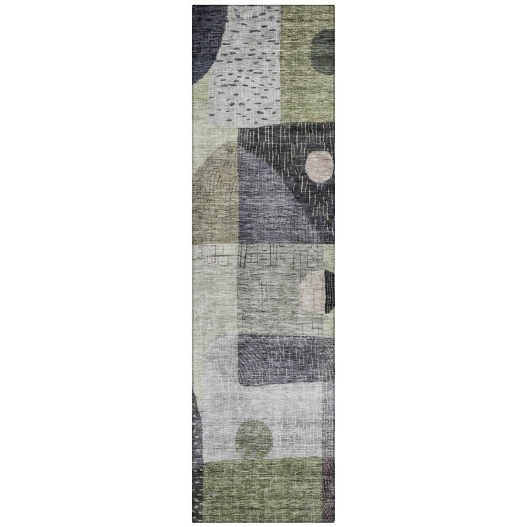Machine Washable Indoor/Outdoor Segin ACN1117 Aloe Rug