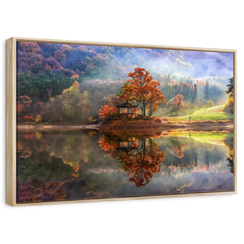 Lac enchanté, Cadre flottant en bois naturel, 37 po x 25 po