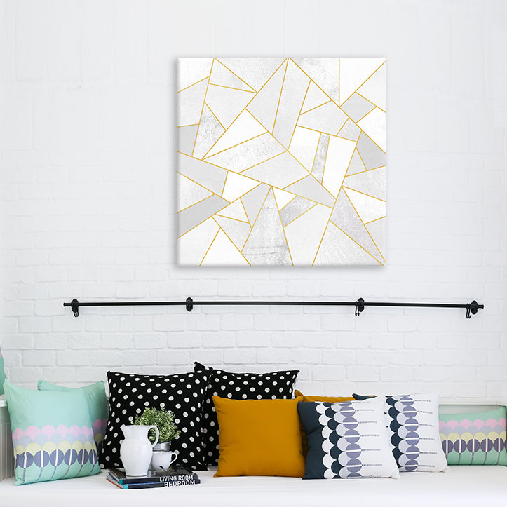 Pierre blanche, impression sur toile tendue, H 12 po x l 12 po x P 0,75 po, Pas de tapis, Toile tendue