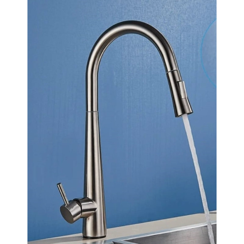 Robinet de cuisine à poignée simple, Nickel brossé