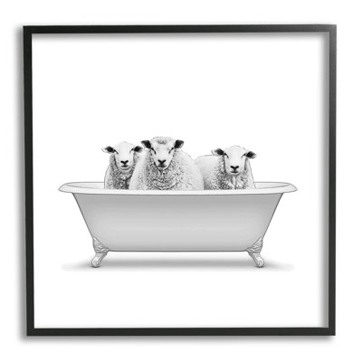 «Three Farm Sheep Antique Bathaign» par Annalisa Latella, reproduction de dessin sur bois