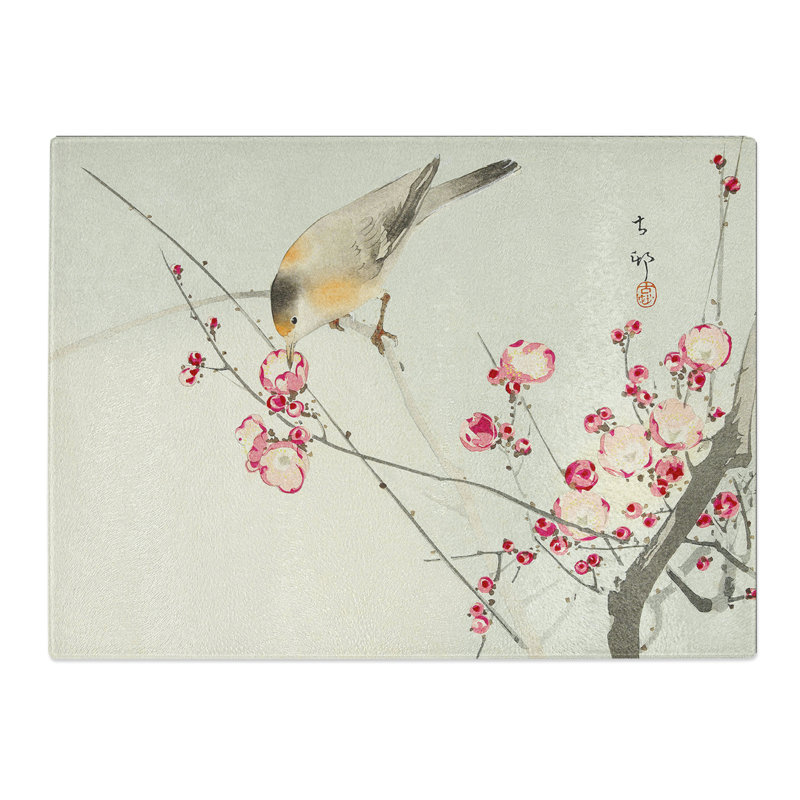 Songbird On A Blossom Branch By Ohara Koson  Glass Chopping Board