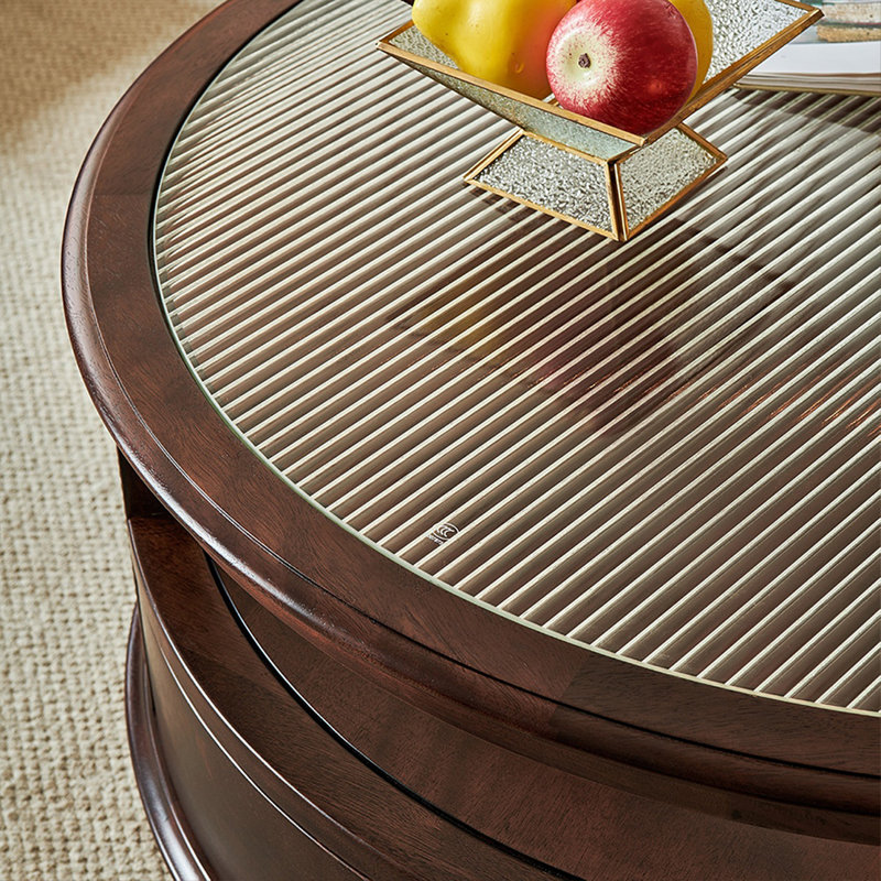 Table basse rétro avec plateau en verre