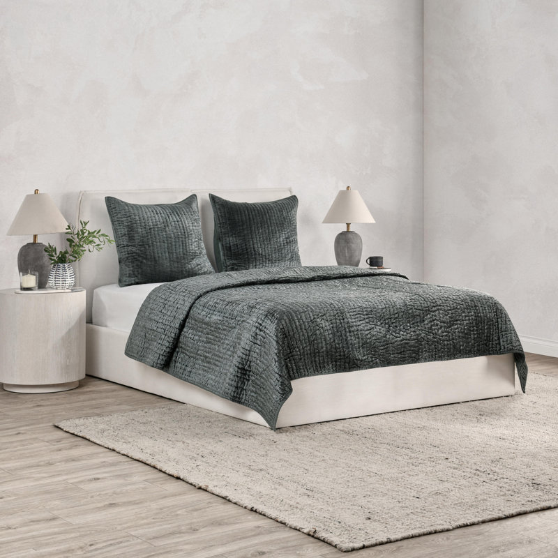 Bari Quilt Set, Stone Blue