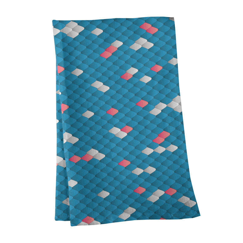 Serviette de thé à échelles serpent, Bleu, Sergé de polyester