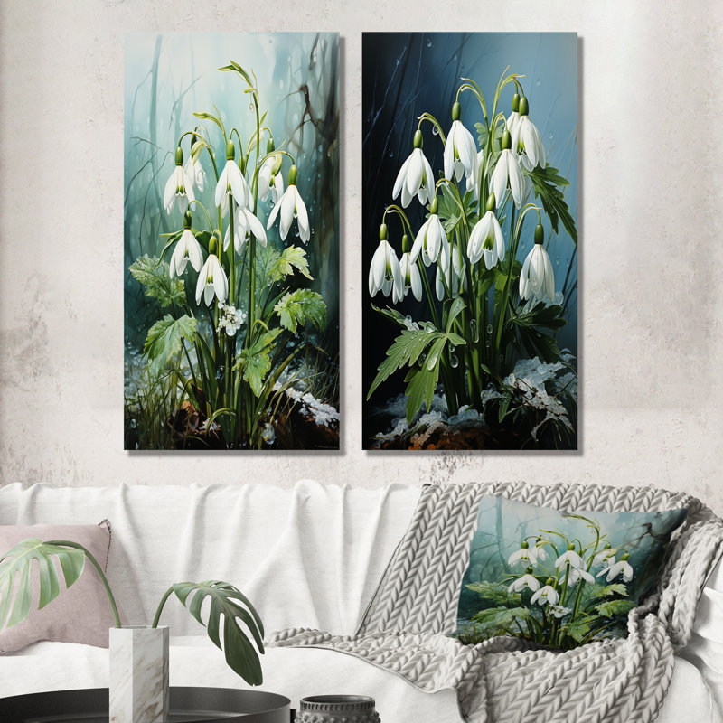 Ensemble de salon réaliste 2 pièces Snowdrops, Toile tendue, H 40 po x l 41 po